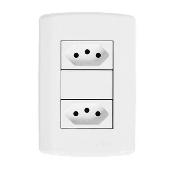 Imagem de Kit Com 10 Unidades de Placa Com 02 Tomadas 2P+T  20A 250V - 7214 - Pluzie