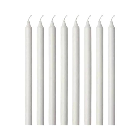 Imagem de kit com 10 Velas brancas de parafina nº 10 altura 19,7 cm