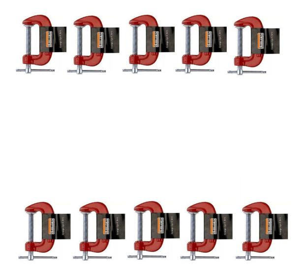 Kit com 10 x grampo sargento leve tipo c starfer 5 polegadas para marceneiro Menor preço em Kit com 10 x grampo sargento leve tipo c starfer 5 polegadas para marceneiro