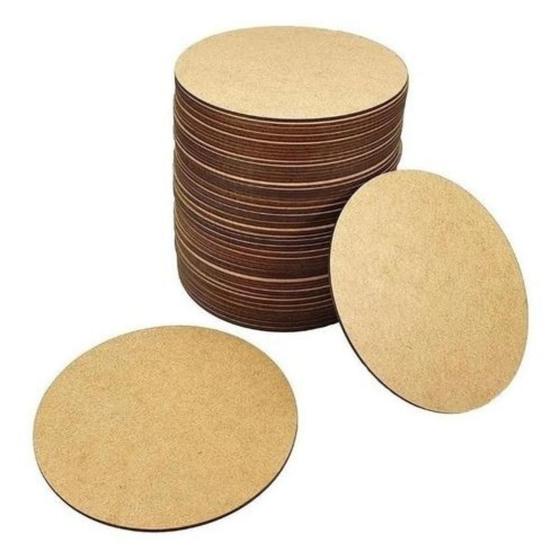 Imagem de Kit Com 100 Bolachas 6 cm Circulo Roda Placa Redonda MDF 3mm