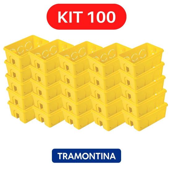 Imagem de Kit Com 100 Caixa De Luz De Parede Tramontina 4x2 Reforçada