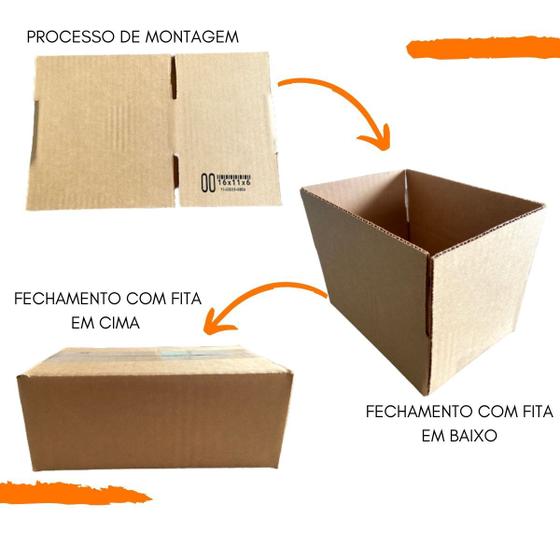 Imagem de Kit com 100 Caixa de Papelão SemiKraft 16x11x6 de Envios para E-commerce Forte e Resistente