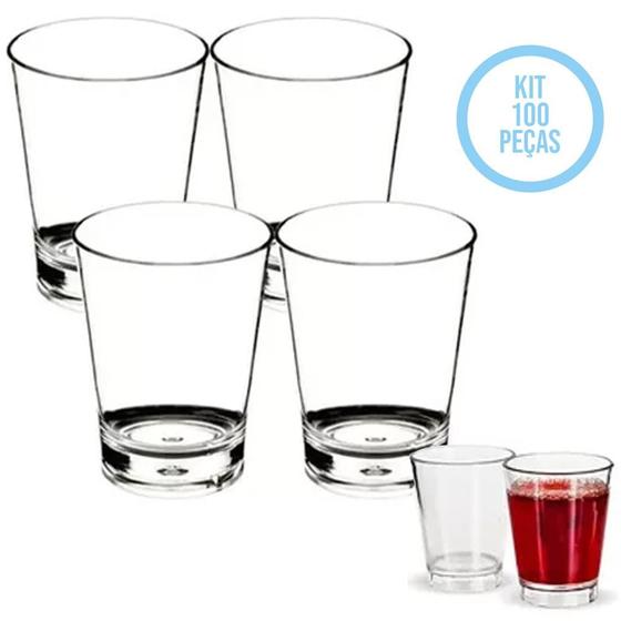 Imagem de Kit Com 100 Copo Shot Aperitivo Licor Drink Acrílico Cristal