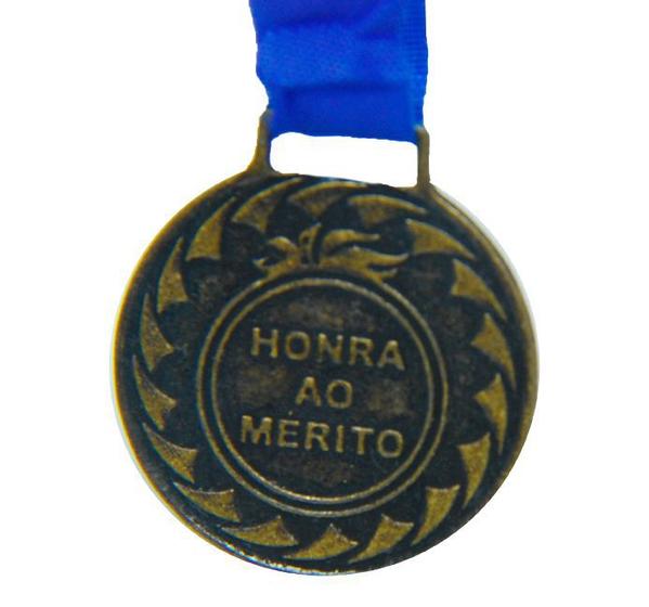 Imagem de Kit Com 100 Medalhas de Bronze M30 Esportiva Honra ao Mérito Com Fita Azul Crespar