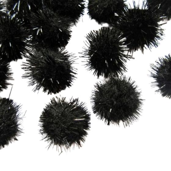 Imagem de Kit com 100 Pompom em Lurex 2.5cm Preto