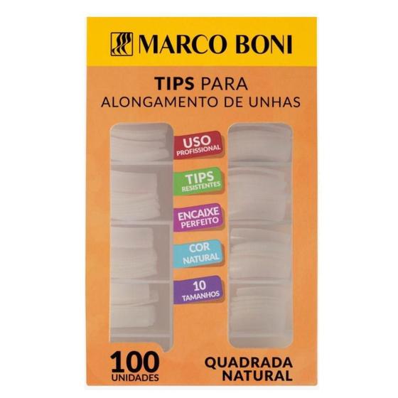 Imagem de Kit Com 100 Tips De Alongamento De Unhas Quadrada Natural