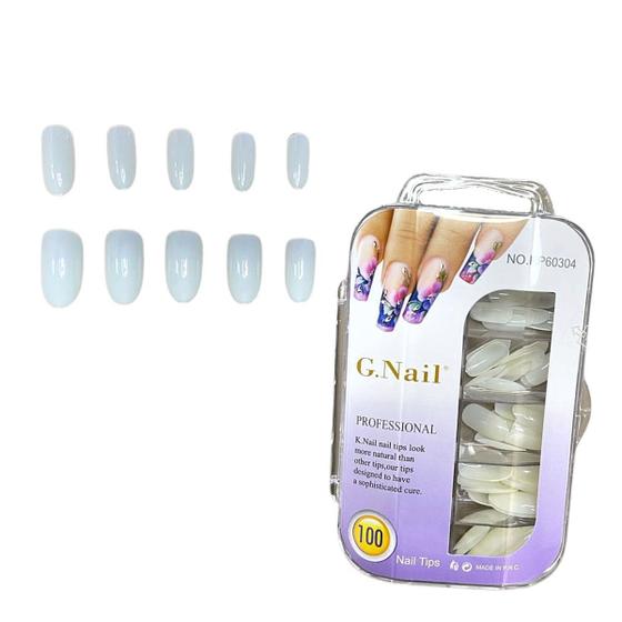 Imagem de Kit Com 100 Unhas Postiças Nails Oval Natural Estojo
