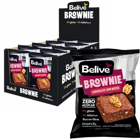 Kit Com 10Und Brownie Belive Chocolate Com Nozes Zero 40G Imagem de Kit Com 10Und Brownie Belive Chocolate Com Nozes Zero 40G
