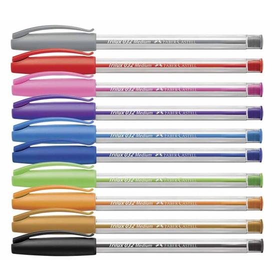 Imagem de kit com 11 Canetas Esferográficas 032 Trilux Colors 1.0mm - Faber-Castell