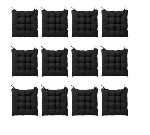 Imagem de Kit com 12 almofadas futon assento para cadeira preta