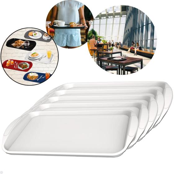 Imagem de Kit com 12 Bandeja Multiuso Retangular 44x30,7 cm Resistente Restaurante Self Service FastFood Bares