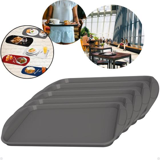 Imagem de Kit com 12 Bandeja Multiuso Retangular 44x30,7 cm Resistente Restaurante Self Service FastFood Bares