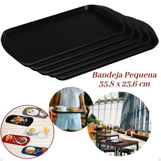 Imagem de Kit com 12 Bandejas Multiuso Retangular 35,8x23,6 Resistente Restaurante Self Service FastFood Bares