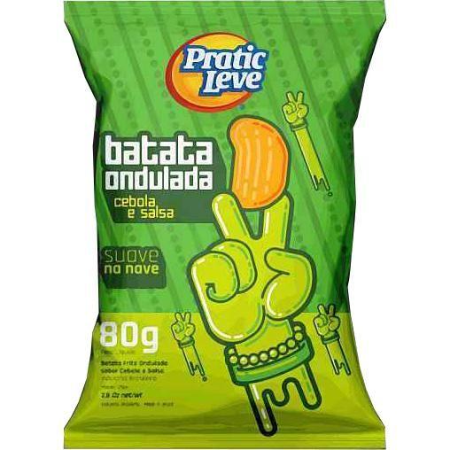 Imagem de Kit com 12 Batata Frita Ondulada Pratic Leve 80g - Cebola