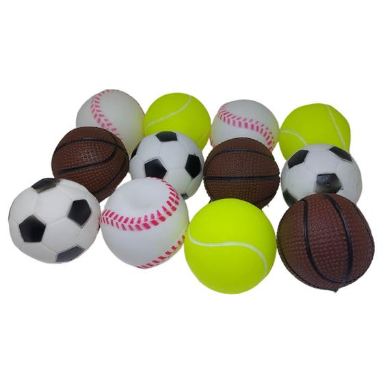 Imagem de Kit com 12 Bolas Esporte Mordedores Vinil Pet Shop Para Cachorro