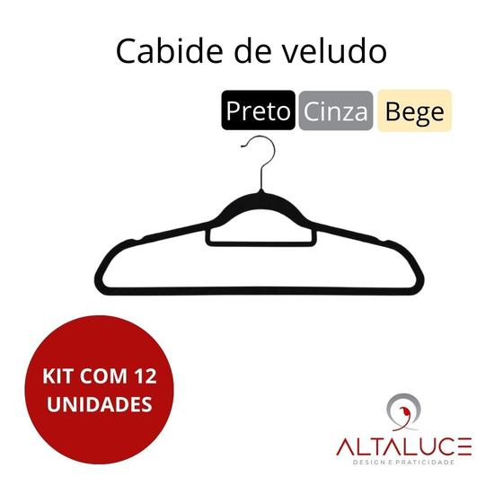 Imagem de Kit com 12 Cabide de Veludo Adulto 45x23cm Altaluce