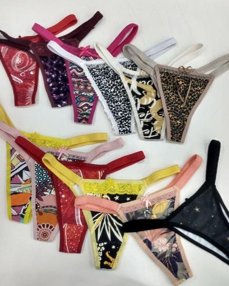 Imagem de Kit Com 12 Calcinhas Fio Algodão Cores Variadas 