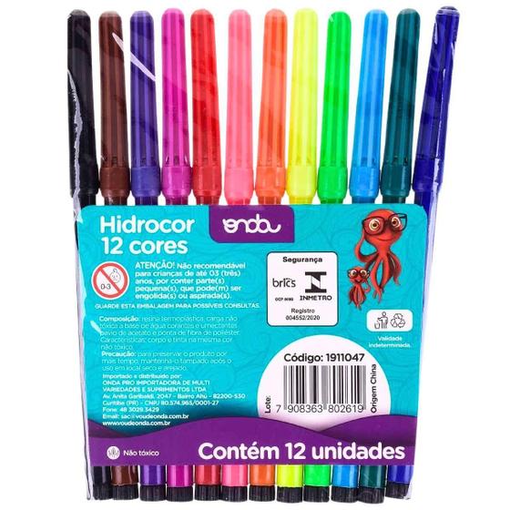 Imagem de Kit Com 12 Canetinha 12 Cores Hidrocor Onda