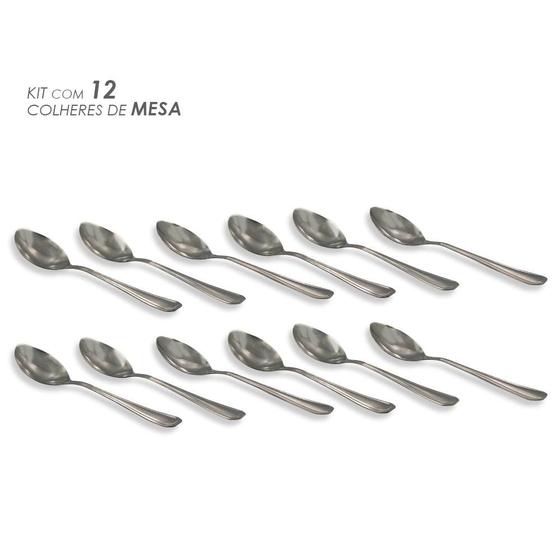 Imagem de Kit com 12 Colheres de Mesa em Aço Inox Primeira Linha