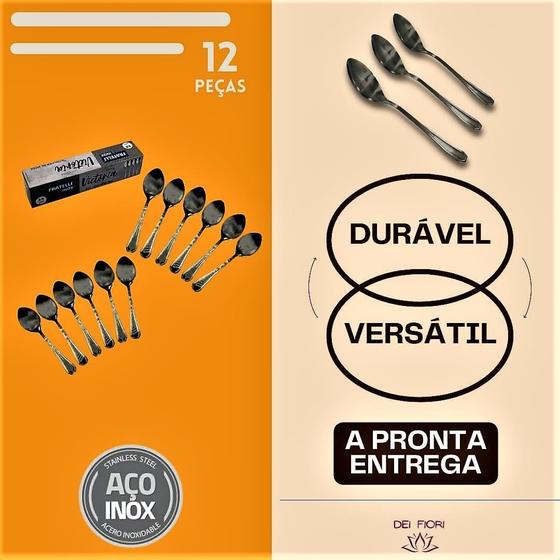 Imagem de Kit Com 12 Colheres Mesa Para Casa Cozinha Buffet Aço Inox