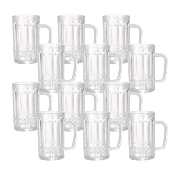 Imagem de Kit Com 12 Copo Caneca De Chopp Cerveja Gelada Churrasco Boteco Zero Grau 375ml Design Clássico