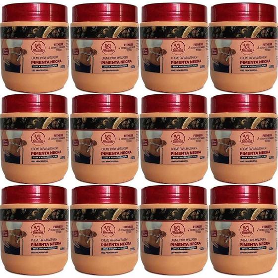 Imagem de Kit Com 12 Creme Pimenta Negra Elimina Estrias E Celulites