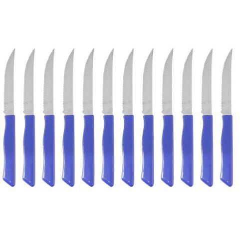 Imagem de Kit com 12 facas cabo de plástico de aço inox para casa