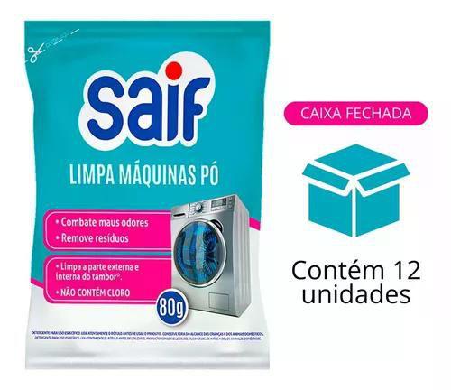 Imagem de Kit Com 12 Limpa Máquinas De Lavar Roupas Saif Em Pó 80g