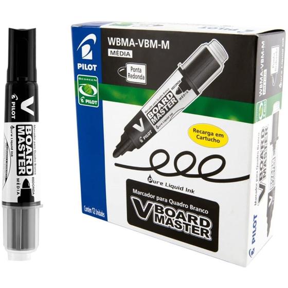 Imagem de Kit com 12 MARCADOR QUADRO BRANCO WBMA RECAR REFIL PRETO PILOT