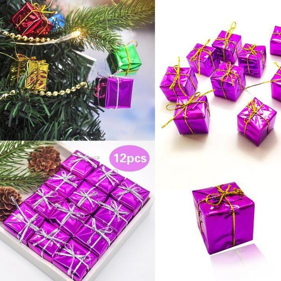 Imagem de Kit Com 12 Mini Caixa De Presente Pendente Decoração Natal