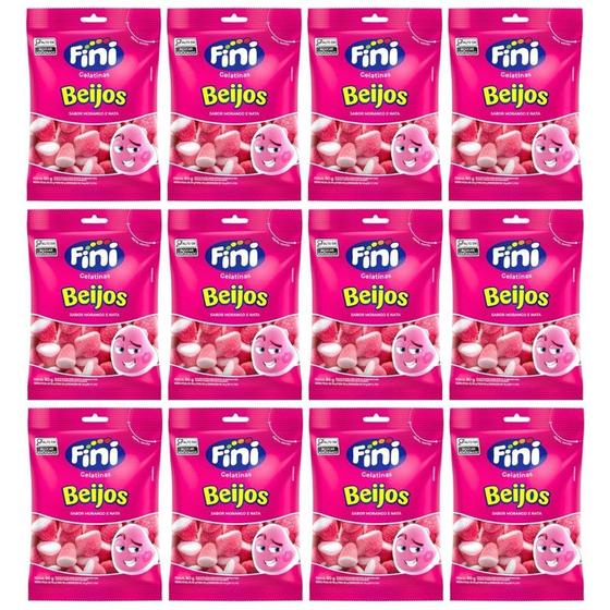 Imagem de Kit Com 12 Pacotes Balas Fini Gelatina Beijos 80G Total 960G