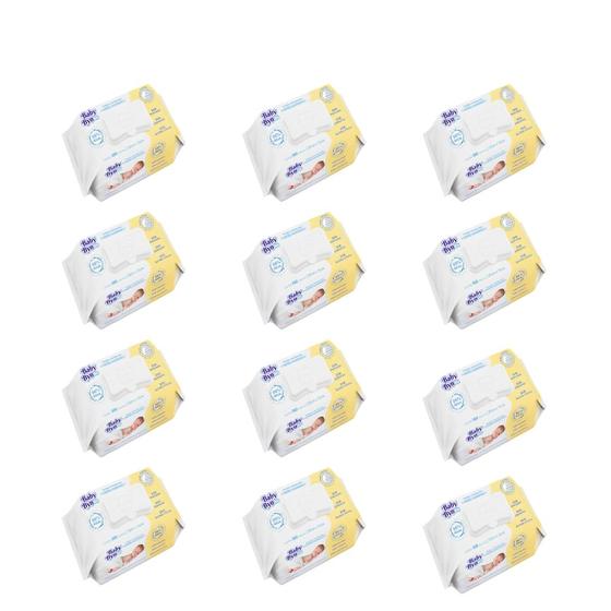 Imagem de Kit com 12 pacotes de toalha umedecida baby byn rn 100 folhas com extrato de aloe vera 