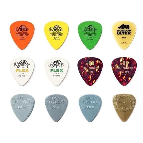 Kit com 12 Palhetas Dunlop Tortex Sortidas Menor preço em Kit com 12 Palhetas Dunlop Tortex Sortidas