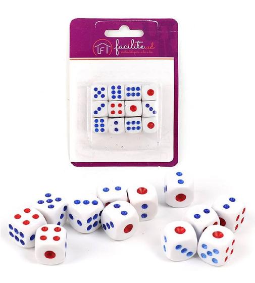 Imagem de Kit com 12 Peças Dadinhos Dados com 6 Faces 1,5cm