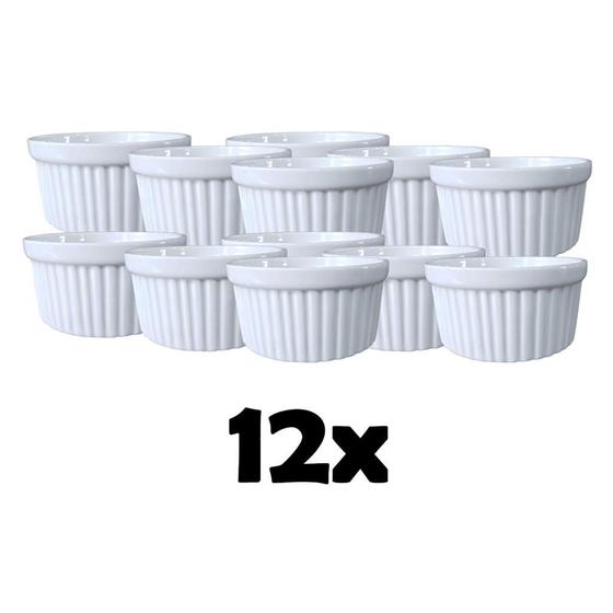 Imagem de Kit com 12 Ramekin Canelado Porcelana 135 ml Pequeno