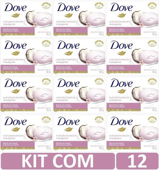 Imagem de Kit com 12 Sabonetes em Barra Dove Leite de Coco e Jasmim 90g