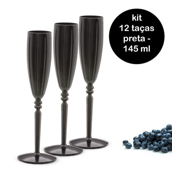 Kit Com 12 Taças Liv Para Champanhe E Bebidas Preto 145 Ml Menor preço em Kit Com 12 Taças Liv Para Champanhe E Bebidas Preto 145 Ml