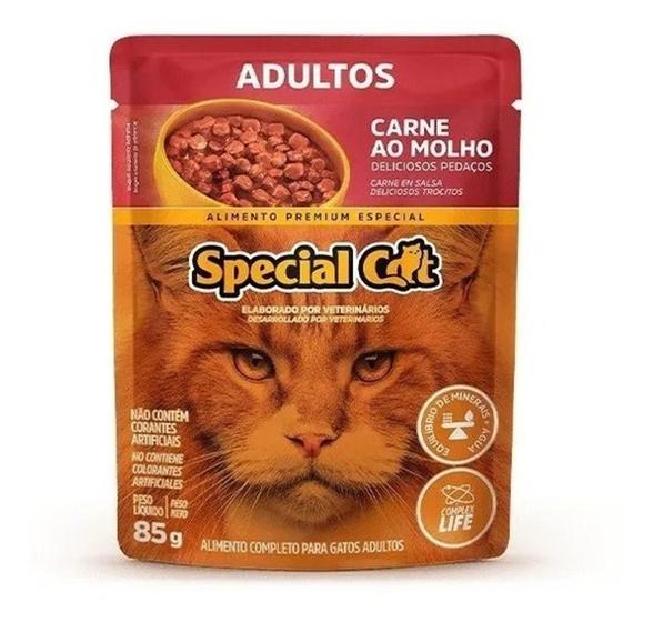 Imagem de Kit com 12 Unidades Ração Úmida Special Cat Sabor Carne para Gatos Adultos - 85g cada - Special Dog