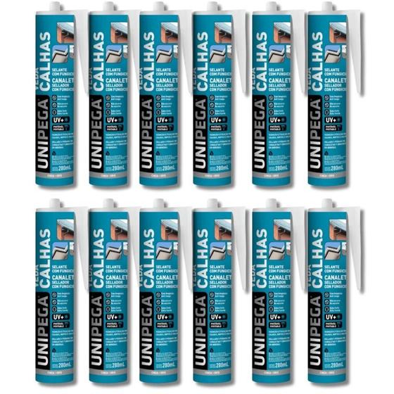 Imagem de Kit com 12 Unipega Veda Calhas Aluminio Cartucho 280Ml