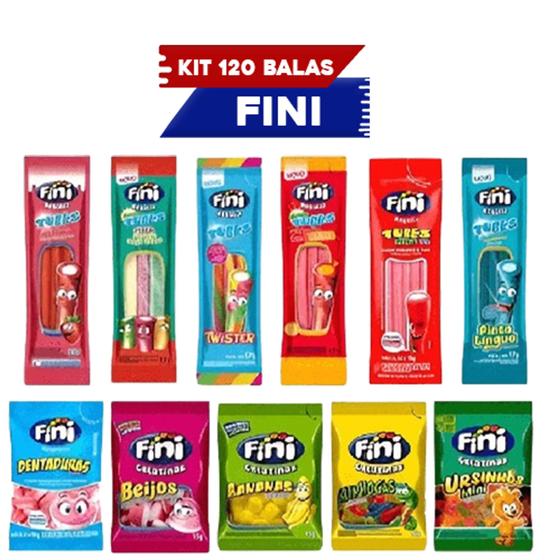 Imagem de Kit Com 120 Pacotes Bala Fini Sabores Variados