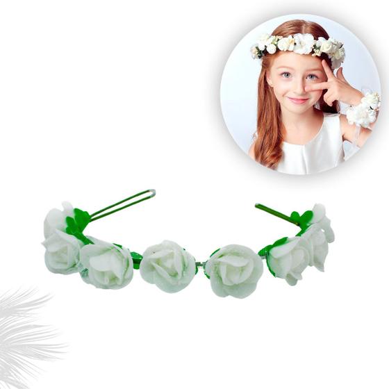 Imagem de Kit Com 12un Tiara Coroa De Flores Noivas Branco