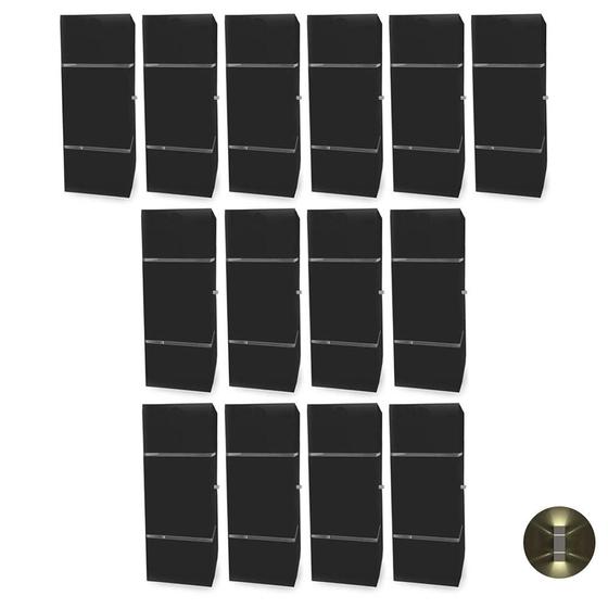 Imagem de Kit com 14 Arandelas na cor Preta Retangular 2 Frisos 2 Focos Soquete E27 - Bivolt Externa Mf116
