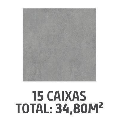 Imagem de Kit com 15 Caixas Pisos Cerâmico Elemento Plus 62x62cm Caixa 2,32m² Cinza Cecafi