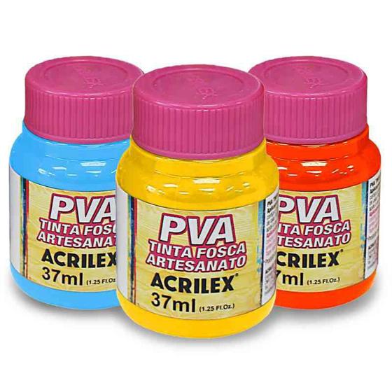 Imagem de Kit com 15 Tinta PVA Fosca Para Artesanato Acrilex 37ml