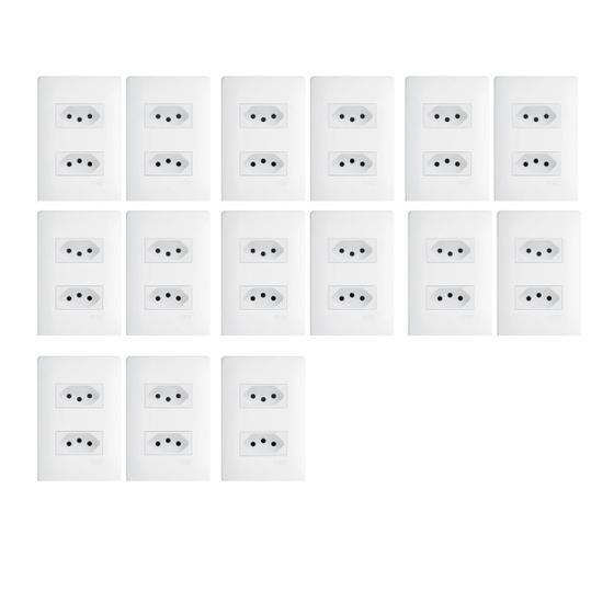 Imagem de Kit com 15 Tomadas Dupla Padrão 2P+T Distanciadas 10A/250V Habitat - FAME