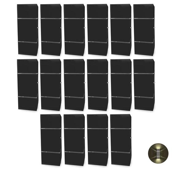 Imagem de Kit com 16 Arandelas na cor Preta Retangular 2 Frisos 2 Focos Soquete E27 - Bivolt Externa Mf116