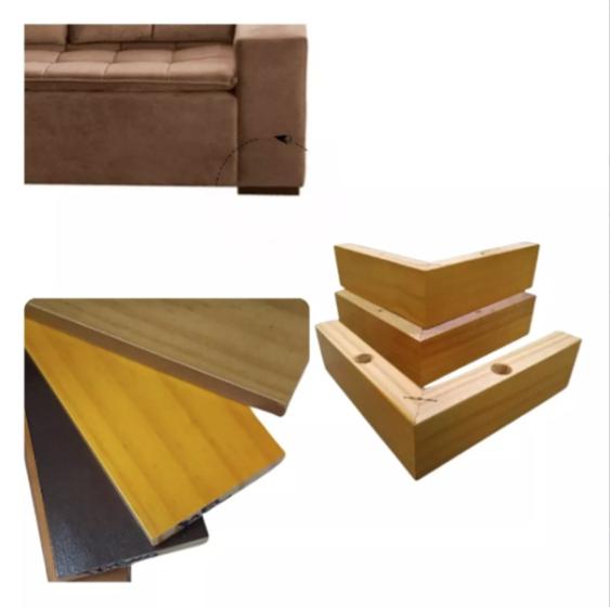 Imagem de Kit Com 16 Pés De 5cm Madeira Cantoneira Mel P/ Móveis Geral E Sofá