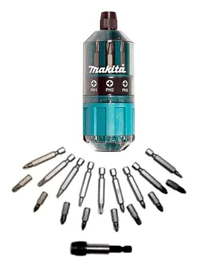 Imagem de Kit com 18 Bits 1/4" Makita B-28896 Fenda e Philips para Parafusadeira