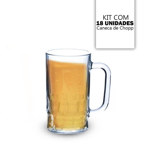 Imagem de Kit Com 18 Canecas De Vidro Chopp Cerveja Bar Restaurante Padaria 360 Ml