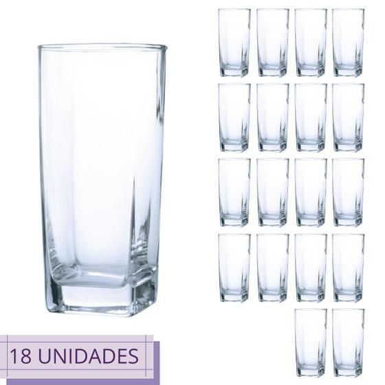 Imagem de Kit com 18 Copos Luxo 320ml Texas Vidro Transparente Grosso